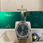 Rolex Day-Date 40 - 2025 -Diamond-Set Bezel - Olive Green Dial - President Bracelet - 228349RBR *FULL SET*