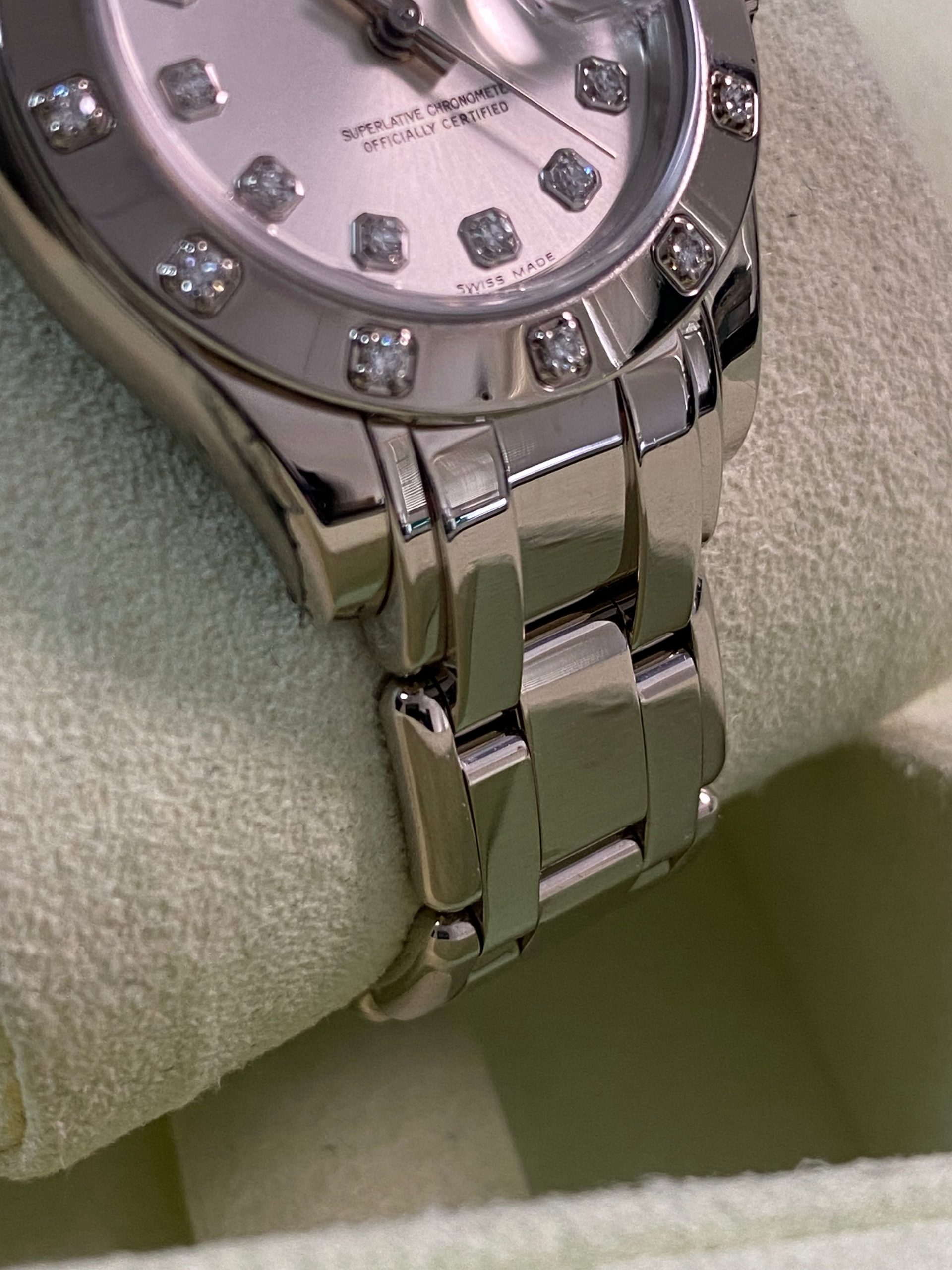 Rolex White Gold Lady-Datejust Pearlmaster- K serial - 12 Diamond Bezel - Silver Diamond Dial - 80319