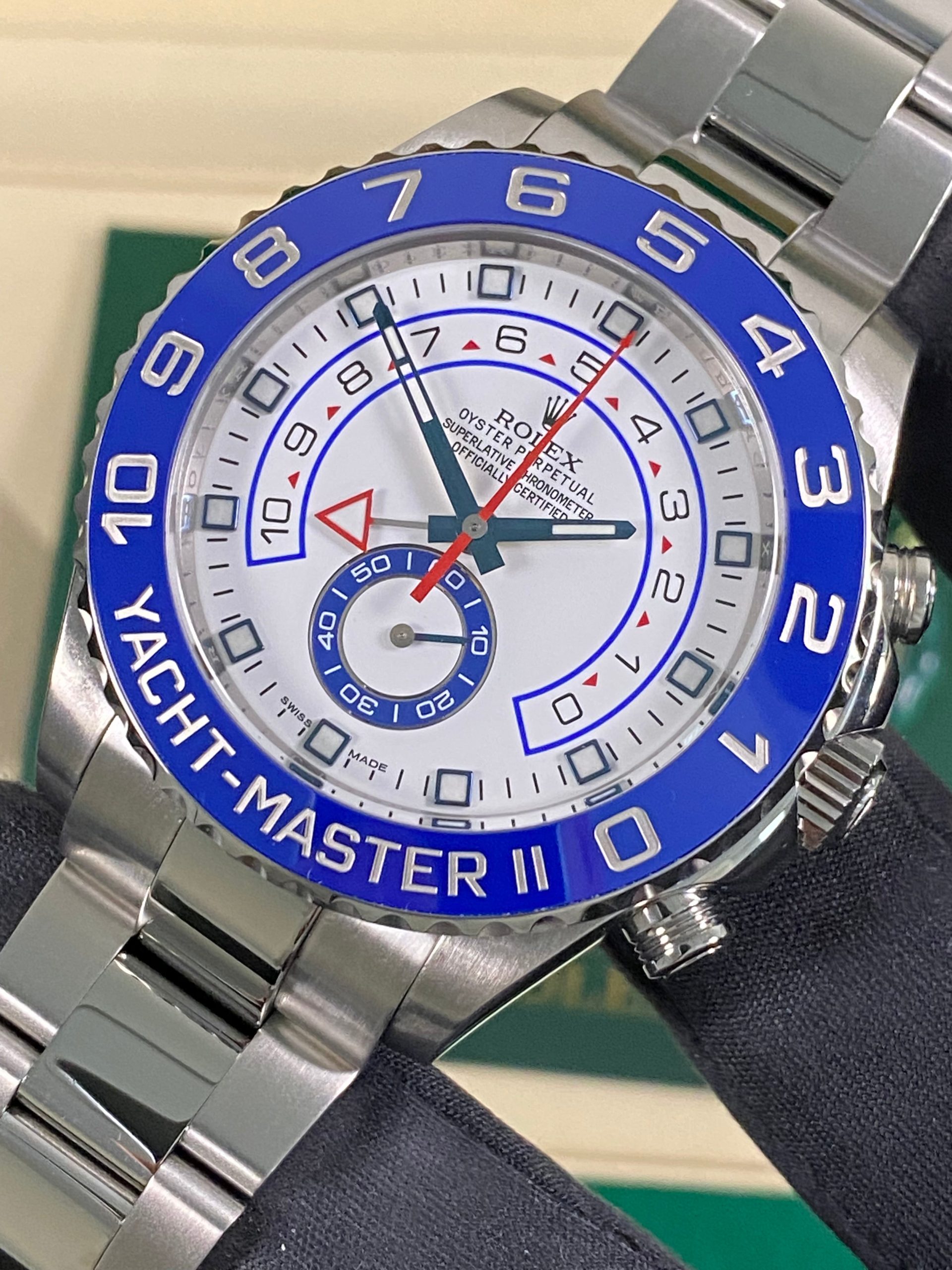 Rolex Yacht-Master II - White Dial Blue Hands - 116680