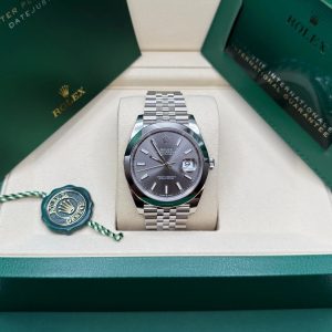 Smooth Slate Dial Rolex Datejust 41  2025 brand new complete set box papers tags booklets and warranty card