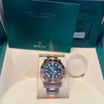 2025 Rolex GMT-Master II Rose Gold Preowned mint condition pristine complete full set box papers tags booklet and warranty card with bezel protector
