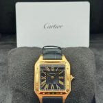 2025 Cartier Santos-Dumont Large Yellow Gold / Blue / Strap complete full set