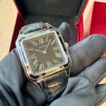 2025 Cartier Santos-Dumont Large Model Steel / Black Lacquer / Black Square / Manual-Wind